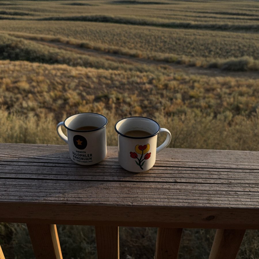 A porch at golden hour